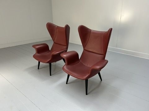 Pair Of Moroso With Diesel “Longwave” Armchairs – In Oxblood “Cat Z” Leather photo for sale