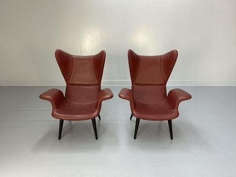 Pair Of Moroso With Diesel “Longwave” Armchairs – In Oxblood “Cat Z” Leather photo Furniture