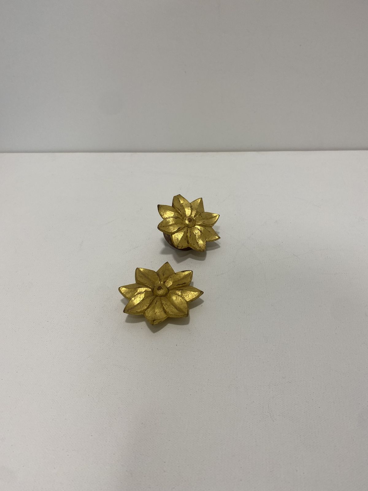 Gold Pair Oak Hand Carved Door Handle Pullers Gio Ponti Guglielmo Ulrich 1950s