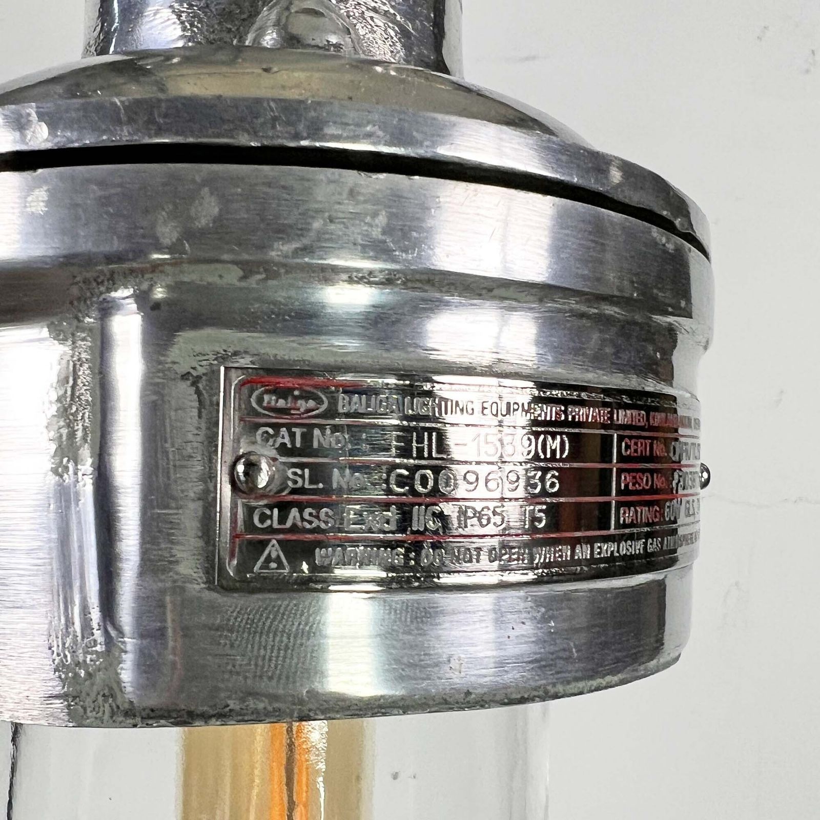 Small Industrial Aluminium And Glass Pendant Light photo Lighting