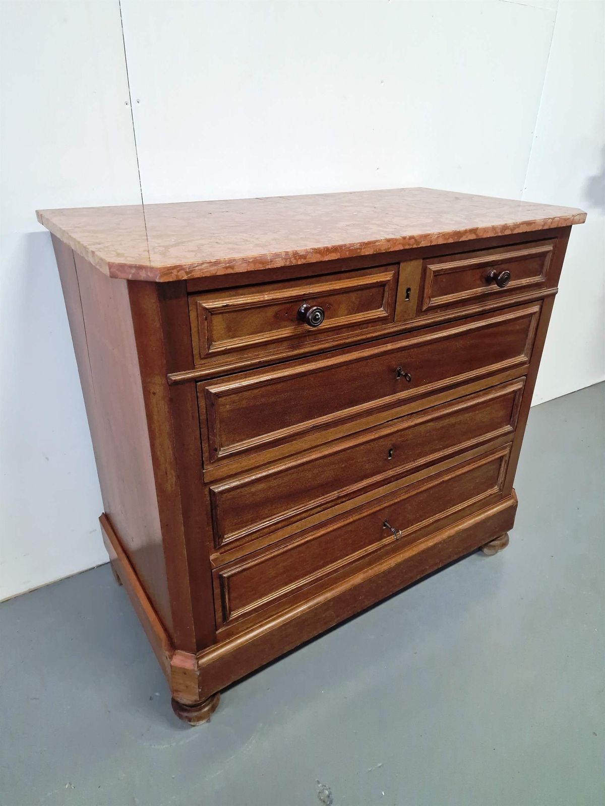 Mahogany Chest Of Drawers With Marble Top photo for sale