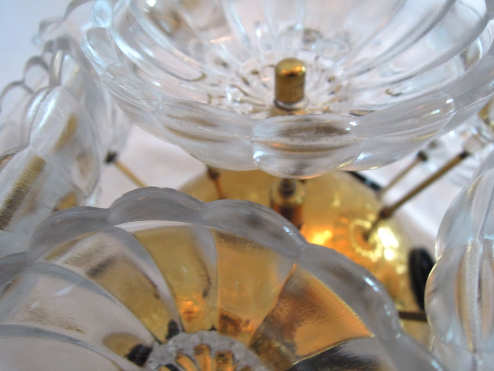 1960 Germany Sputnik 'Dandelion' Glass Flowers & Brass, Flush Mounted Or Wall Sconce photo 850.0