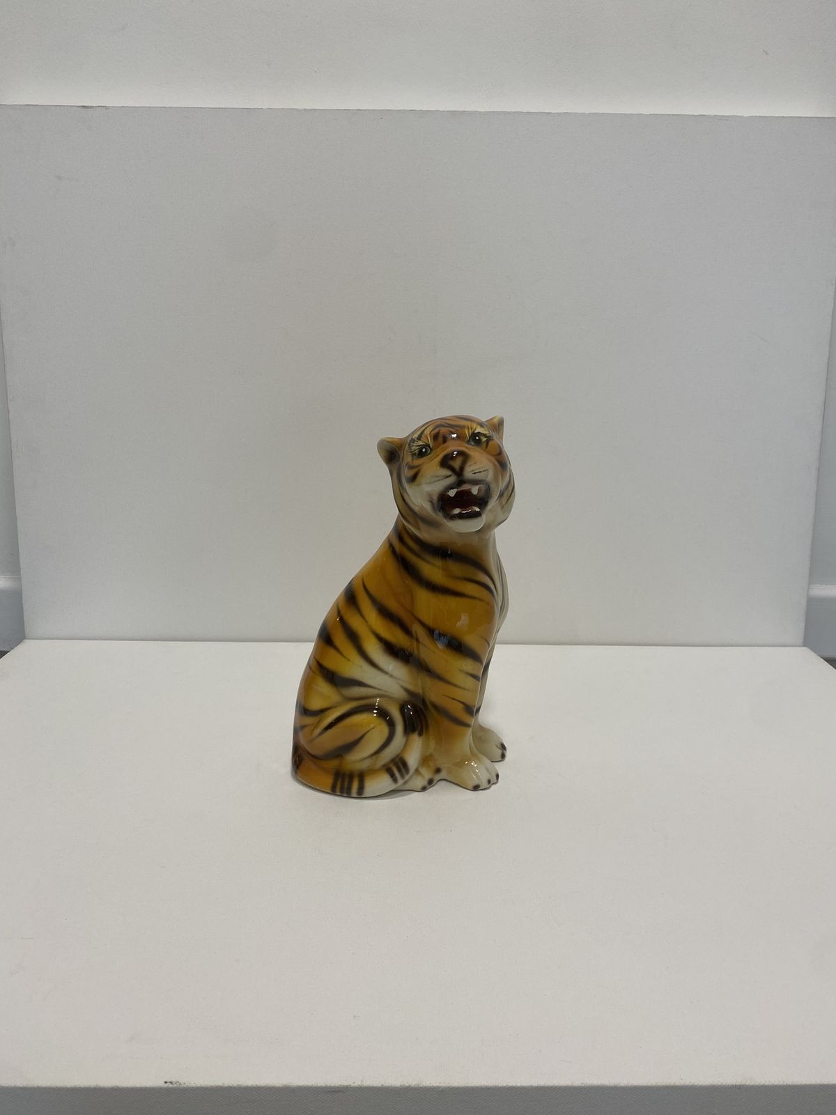 Ceramic Table Tiger Statue Alcobaca Portugal Hollywood Regency Vintage 1970s photo buy