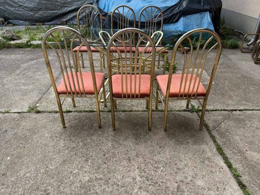 Italian Brass Dining Table And Chairs, 1970s, Set Of 7 photo furniture