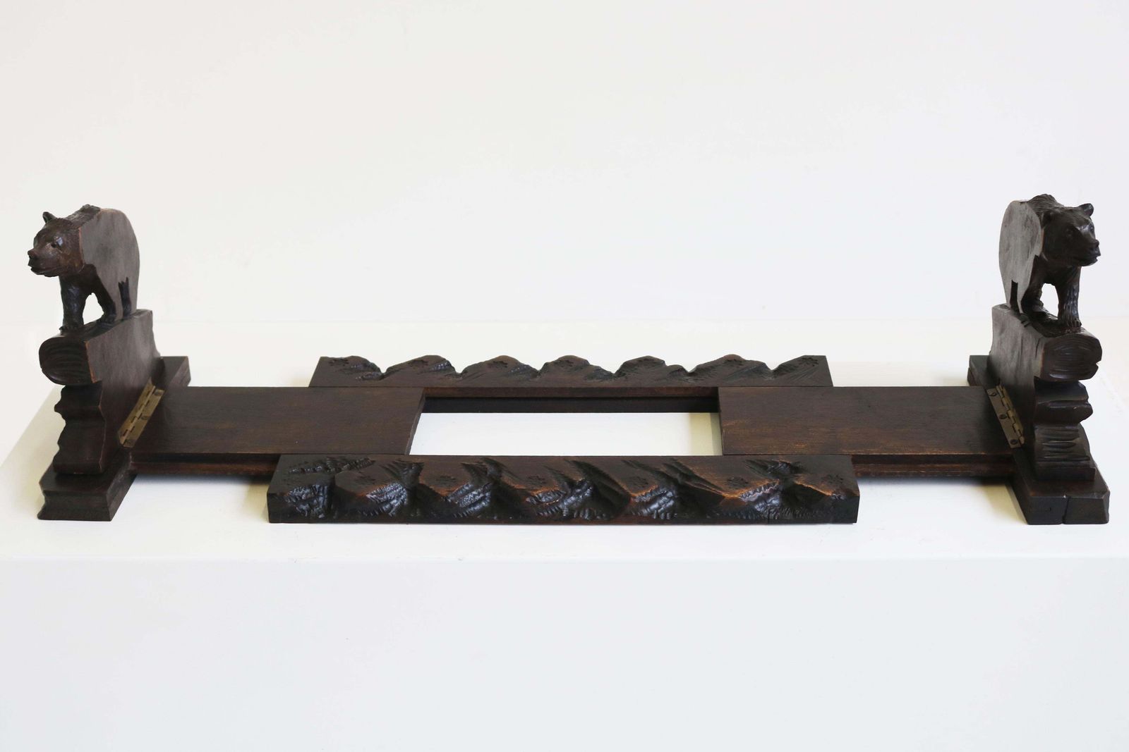 photo for sale Antique 19th Century Black Forest Bear Book Shelf / Book Rack Hand Carved Swiss
