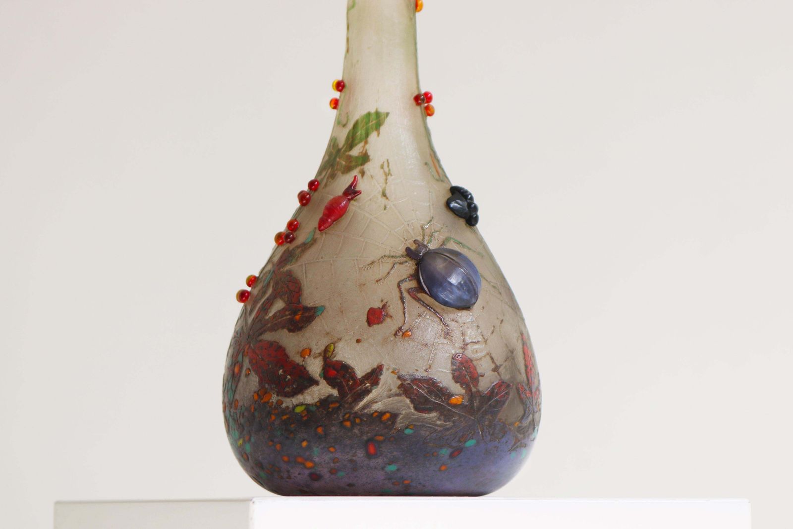 Exquisite Very Rare ''Spider Vase'' By Daum Nancy Wheel Carved Glass 1905 France photo Home Decor