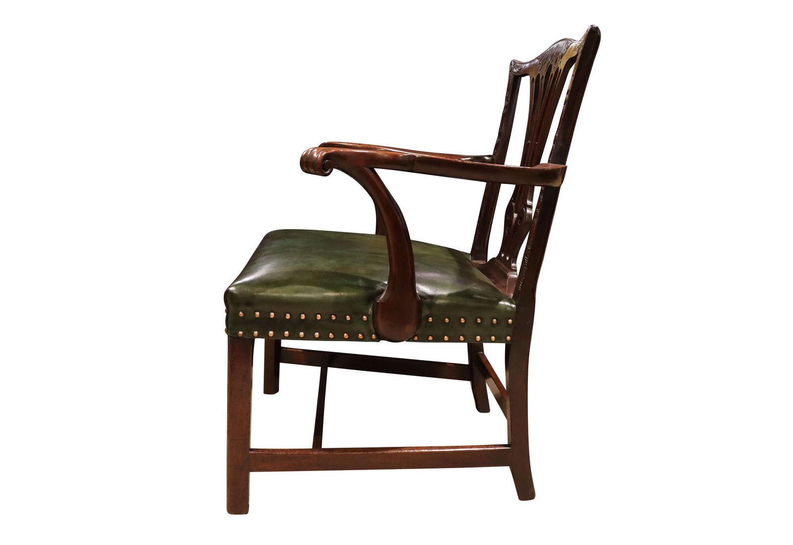 Late 18th Century Mahogany Carver Chair With Hand Dyed Green Leather Seat – Circa 1780 photo 897.0