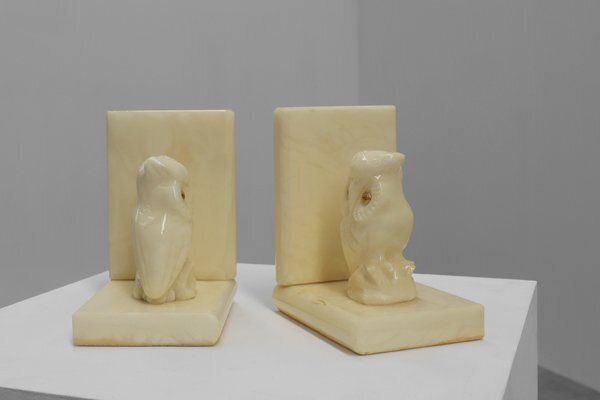 Alabaster Hand Carved Bookends, 1920s, Set Of 2 photo buy