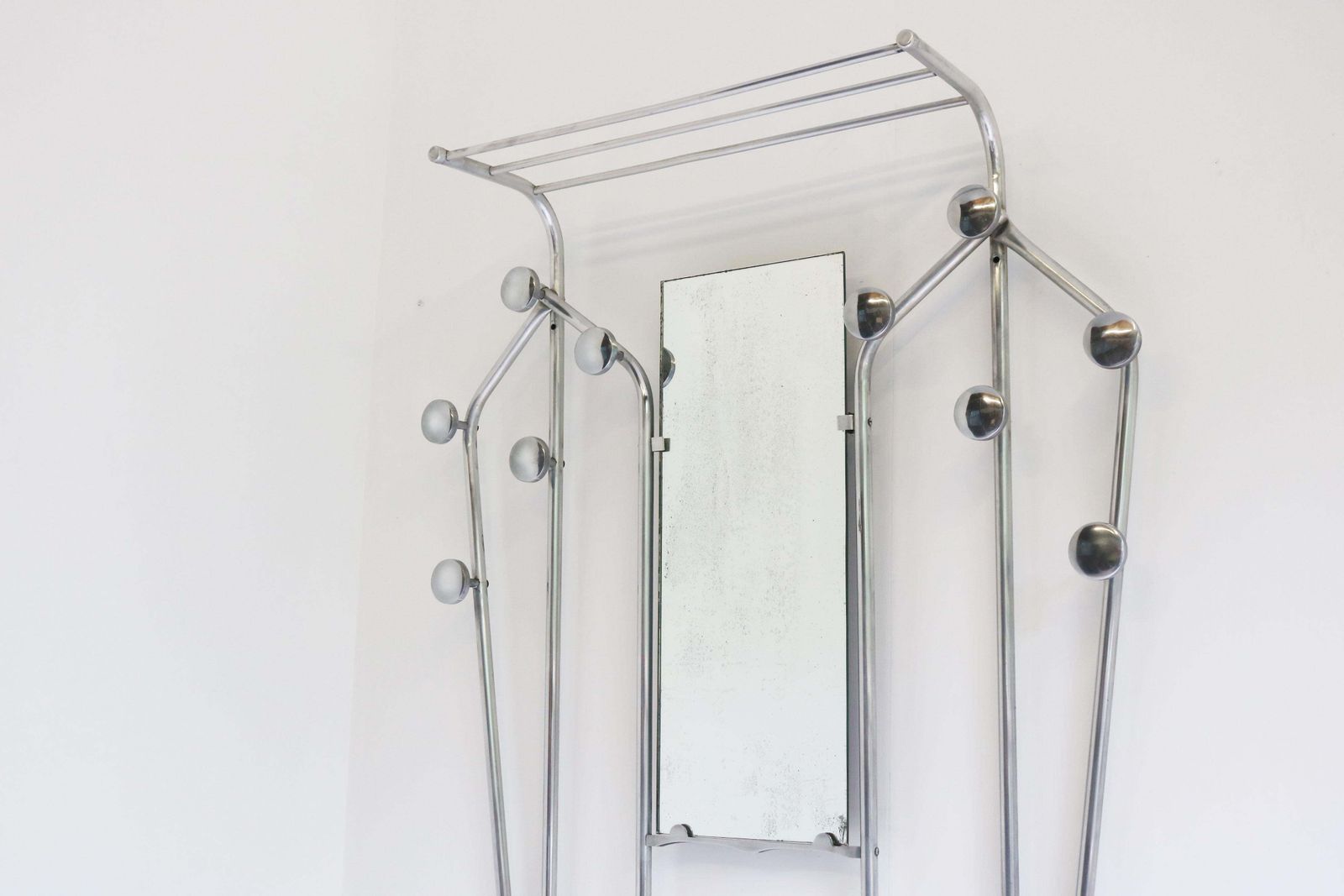 Timeless Art Deco Polished Aluminum Hall Tree Umbrella Stand Coat Rack Bauhaus photo 3478.0