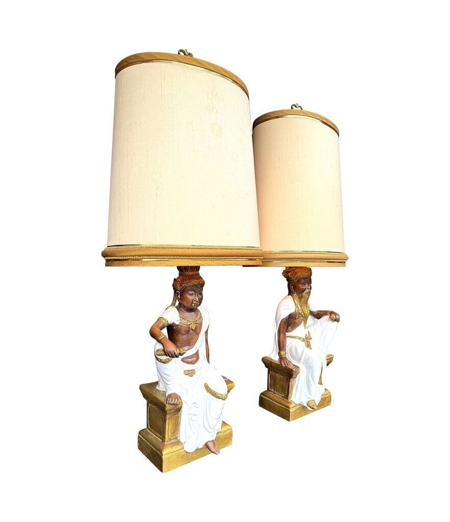 A Pair Of Large 1970s Italian Ceramic Lamps By Ugo Zaccagnini Florence Italy photo for sale