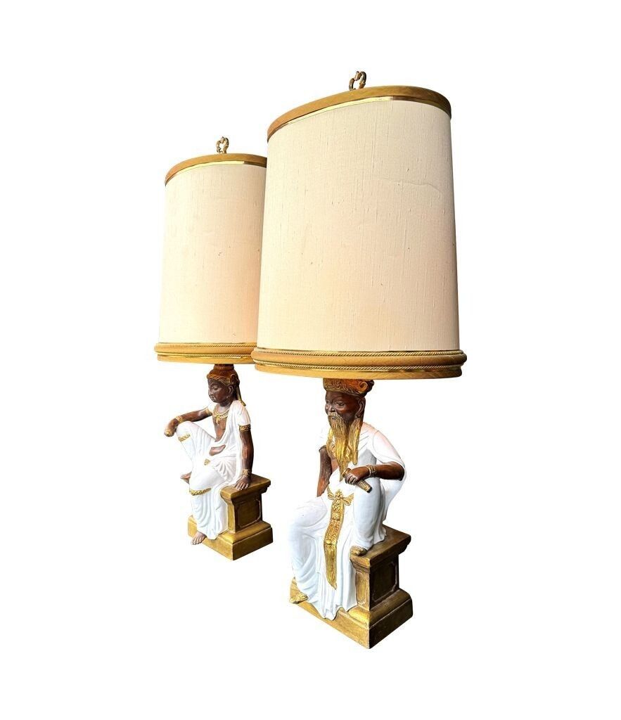 A Pair Of Large 1970s Italian Ceramic Lamps By Ugo Zaccagnini Florence Italy photo 1250.0