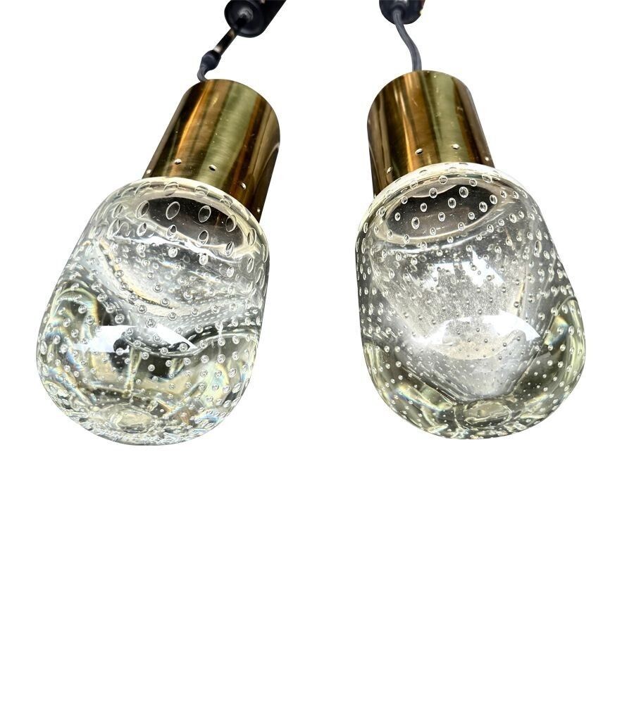 A Rare Pair Of 1950s Murano Glass And Brass Pendant Light By Gino Sarfatti And Archimede Seguso photo buy