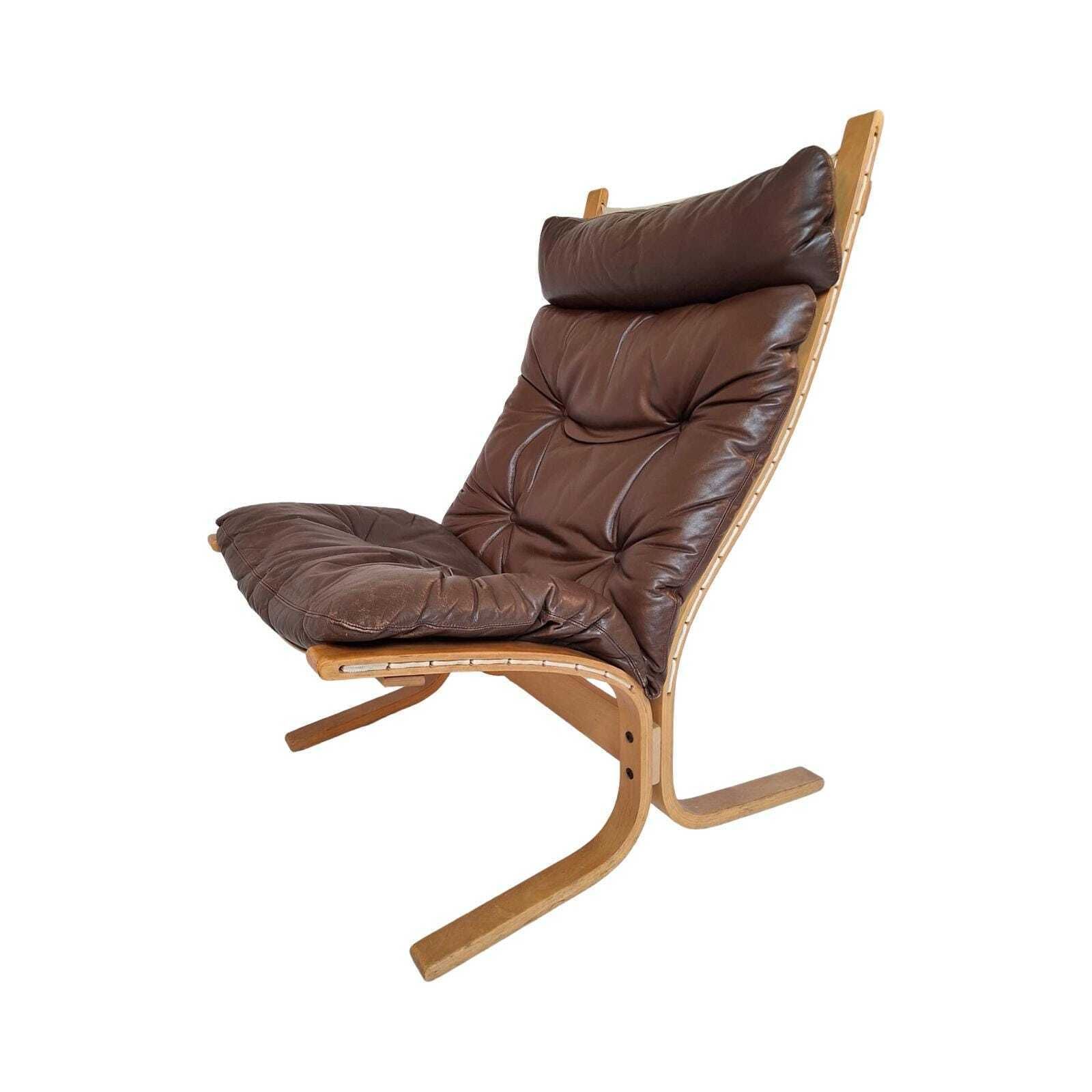Ingmar Reling For Westnofa   Siesta Chair   Bentwood Sling Chair   Brown Leather photo vintage