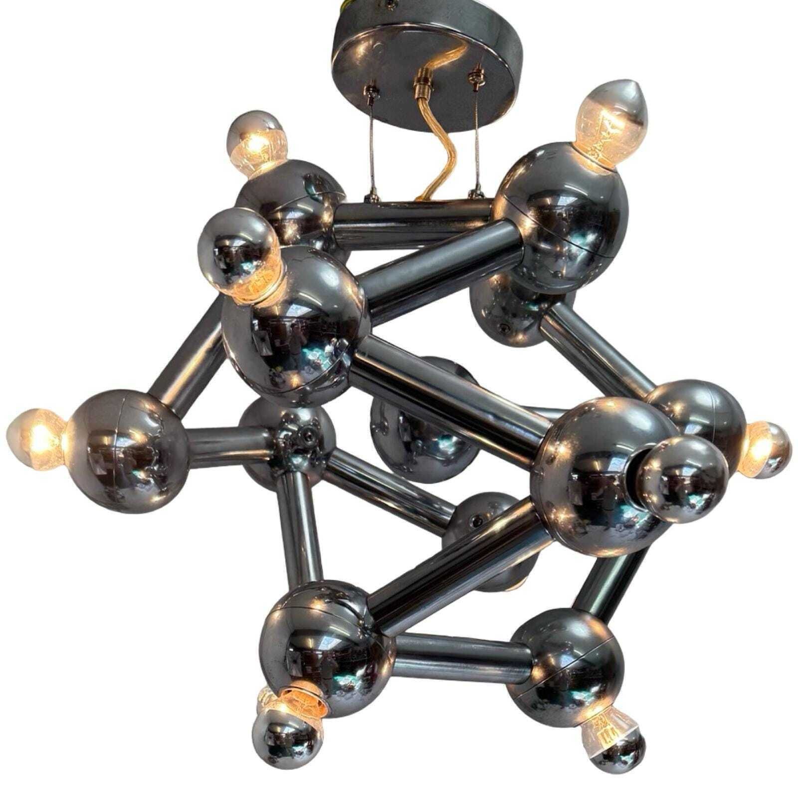 Paul De Haan For Jolina Lighting   Chromed Pendant   Model Name: Kolja's Favorite   Dutch Design   Sputnik Or Atom Shaped Design photo Lighting