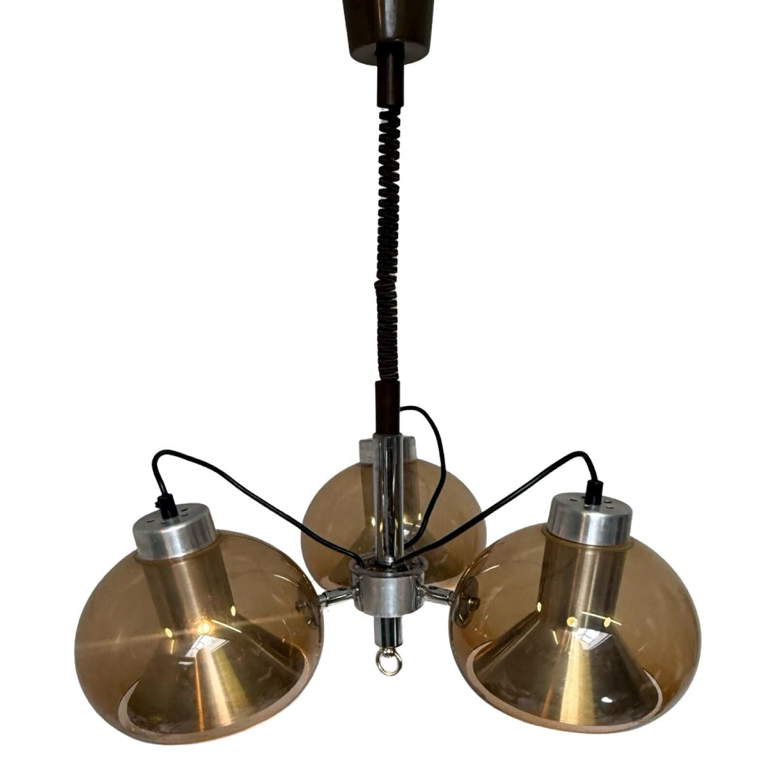 Mushroom Hanging Pendant With Three Spheres   Space Age / Pop Art   Including Adjustable Power Cord And Ceiling Canopy   Smoked Acrylic photo furniture