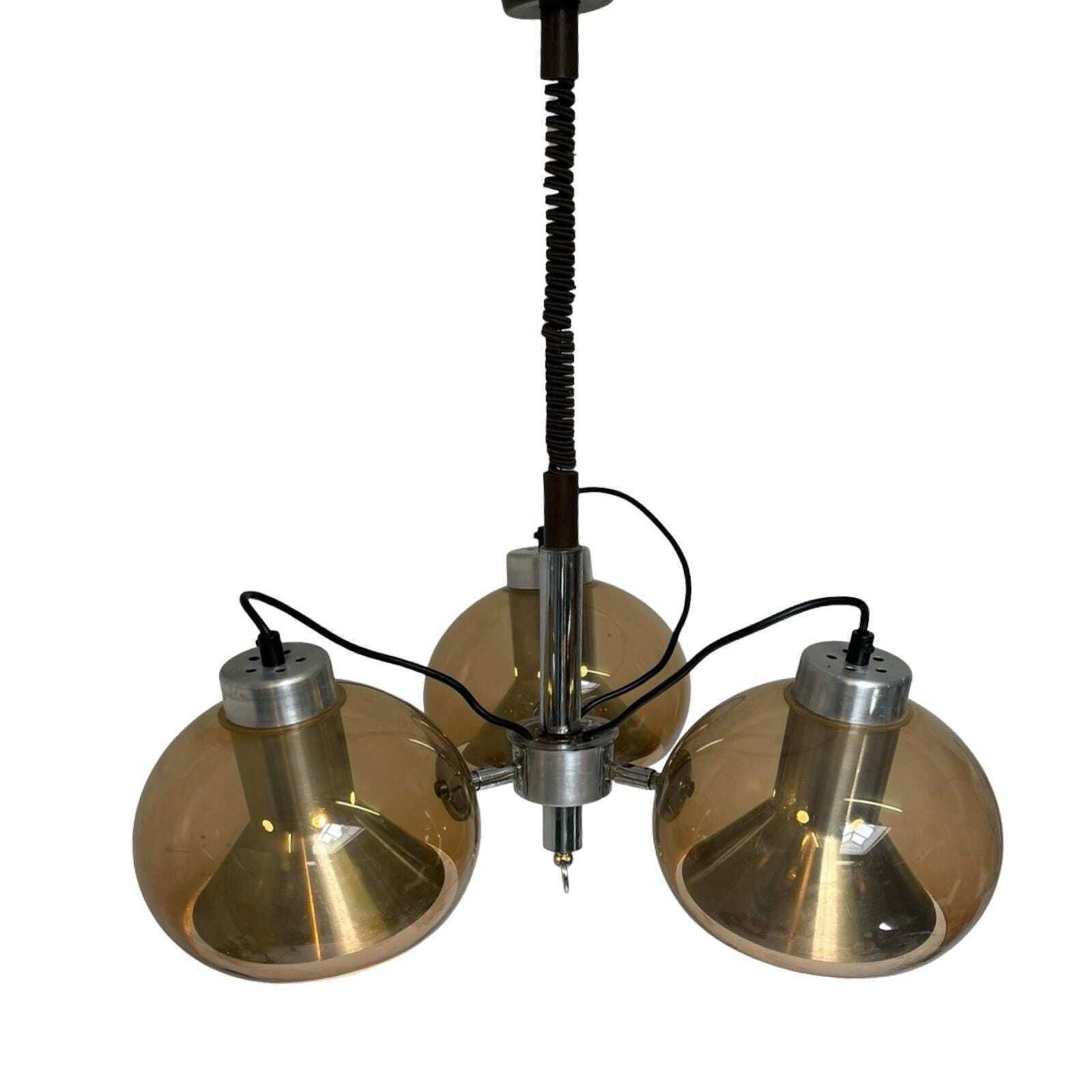 Mushroom Hanging Pendant With Three Spheres   Space Age / Pop Art   Including Adjustable Power Cord And Ceiling Canopy   Smoked Acrylic photo for sale