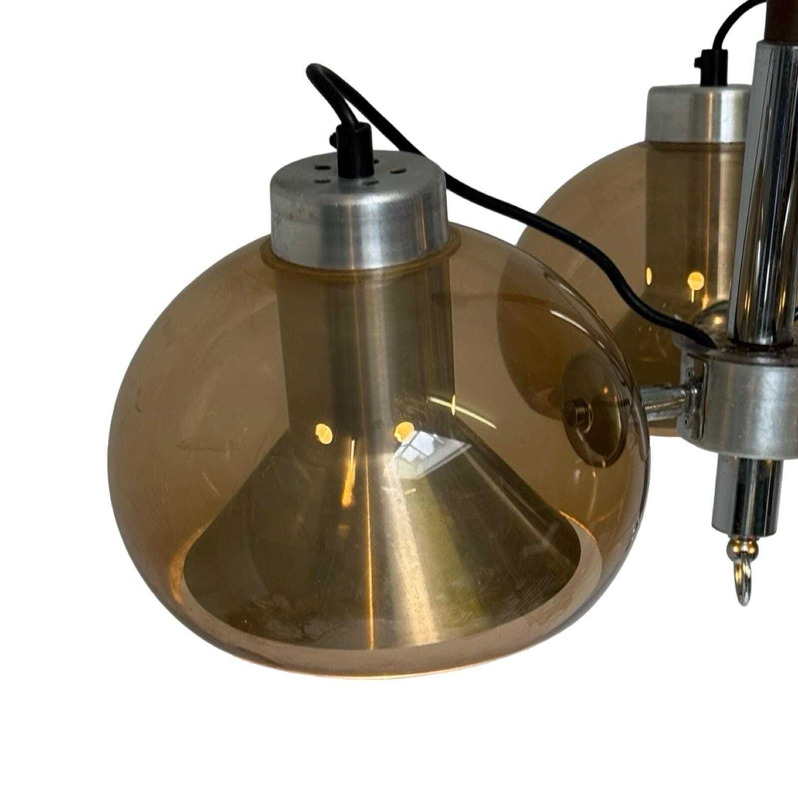 Mushroom Hanging Pendant With Three Spheres   Space Age / Pop Art   Including Adjustable Power Cord And Ceiling Canopy   Smoked Acrylic photo vinterior