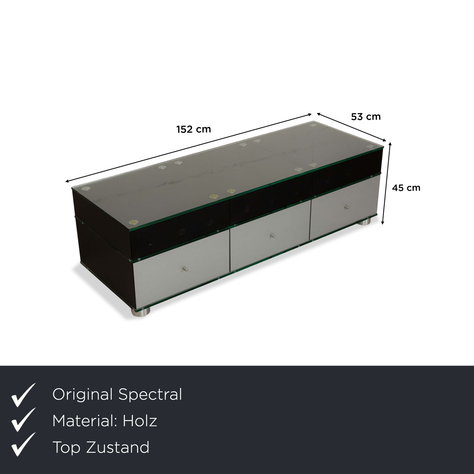 Buffet Spectral CL 4562 en bois, noir et argent, Hi-Fi photo furniture