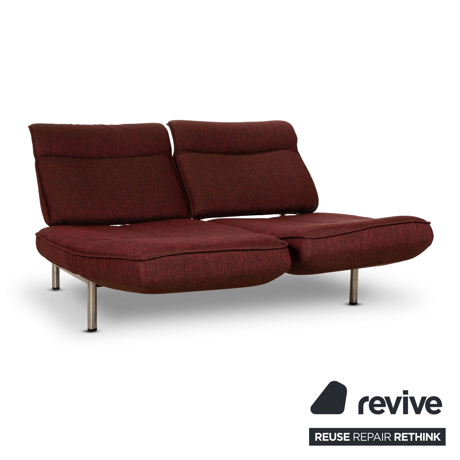 Canapé De Sede DS 450 en tissu rouge, 2 places, fonction relaxation, revêtement neuf photo 3565.0
