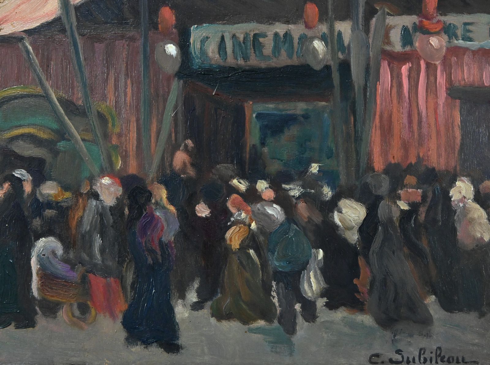 Painting “Street Scene” By C. Subileau – Early 20th Century photo buy