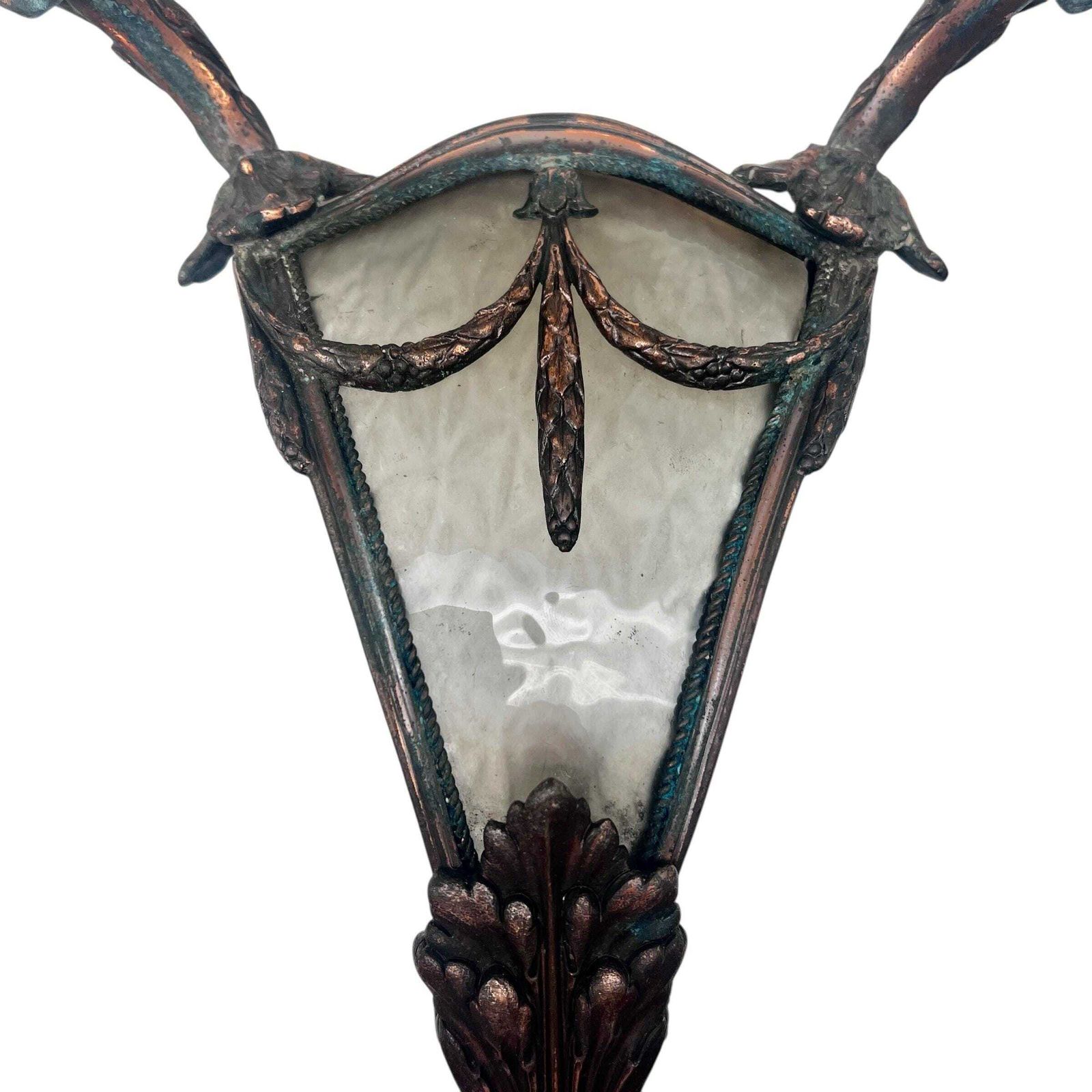 Antique French Pair Of Copper Framed Art Deco Wall Sconces With Frosted Glass   Wall Lights   Atelier Petitot   Home Decor photo vinterior