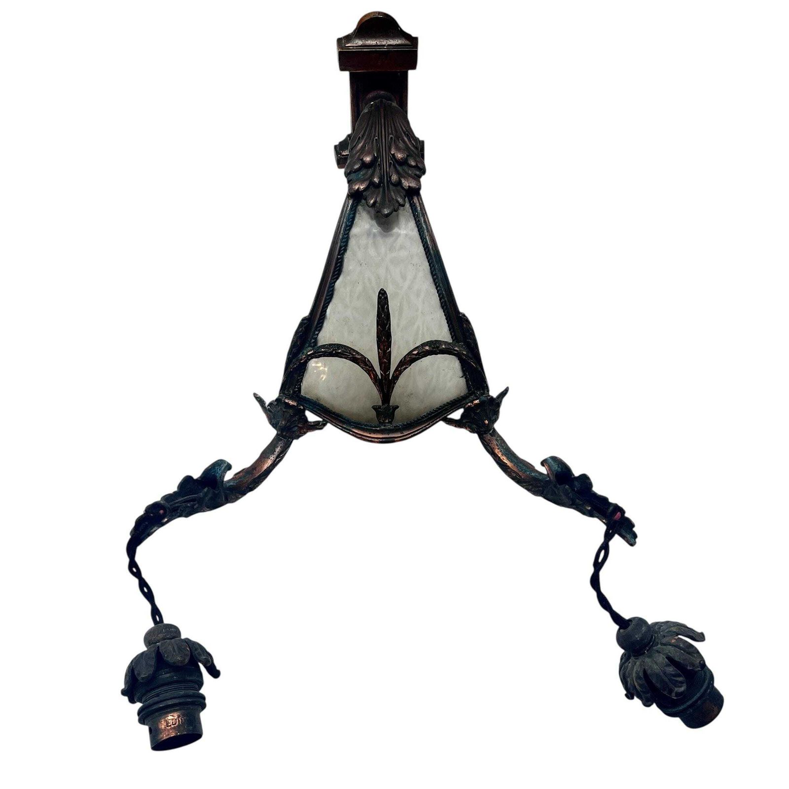 Antique French Pair Of Copper Framed Art Deco Wall Sconces With Frosted Glass   Wall Lights   Atelier Petitot   Home Decor photo buy
