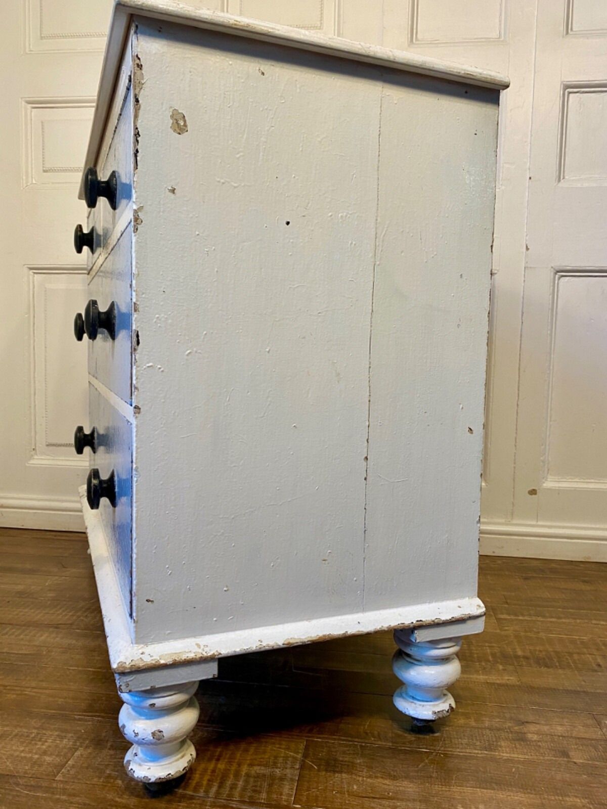 380.0 Antique Victorian English Original Paint Pine Chest Of Drawers. photo