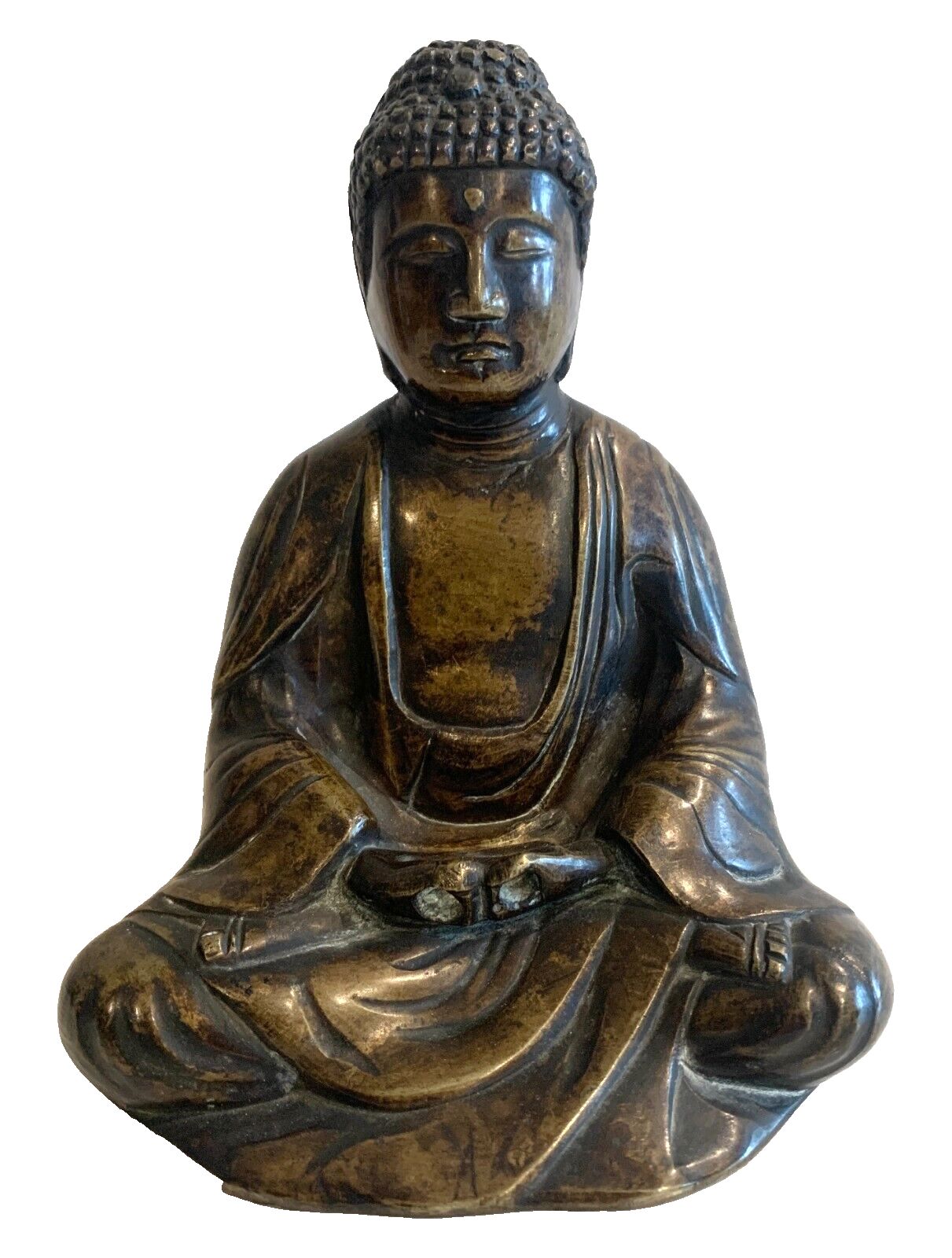 Bouddha En Bronze Massif A Patine Brune XX Siècle