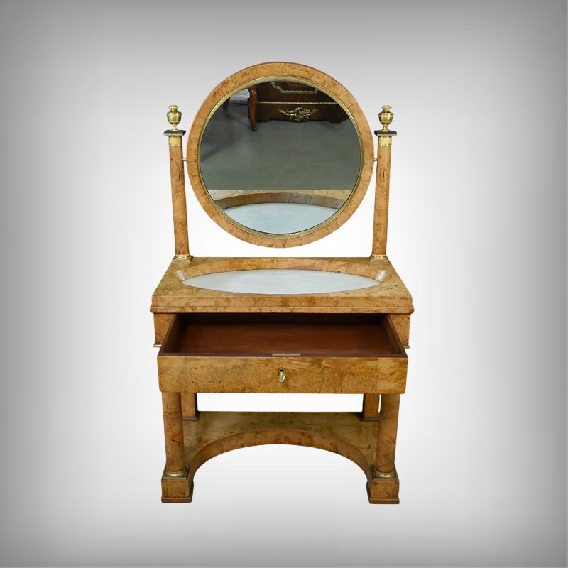 Dressing Table In Elm Burl Veneer, Empire Period – Early 19th Century photo furniture