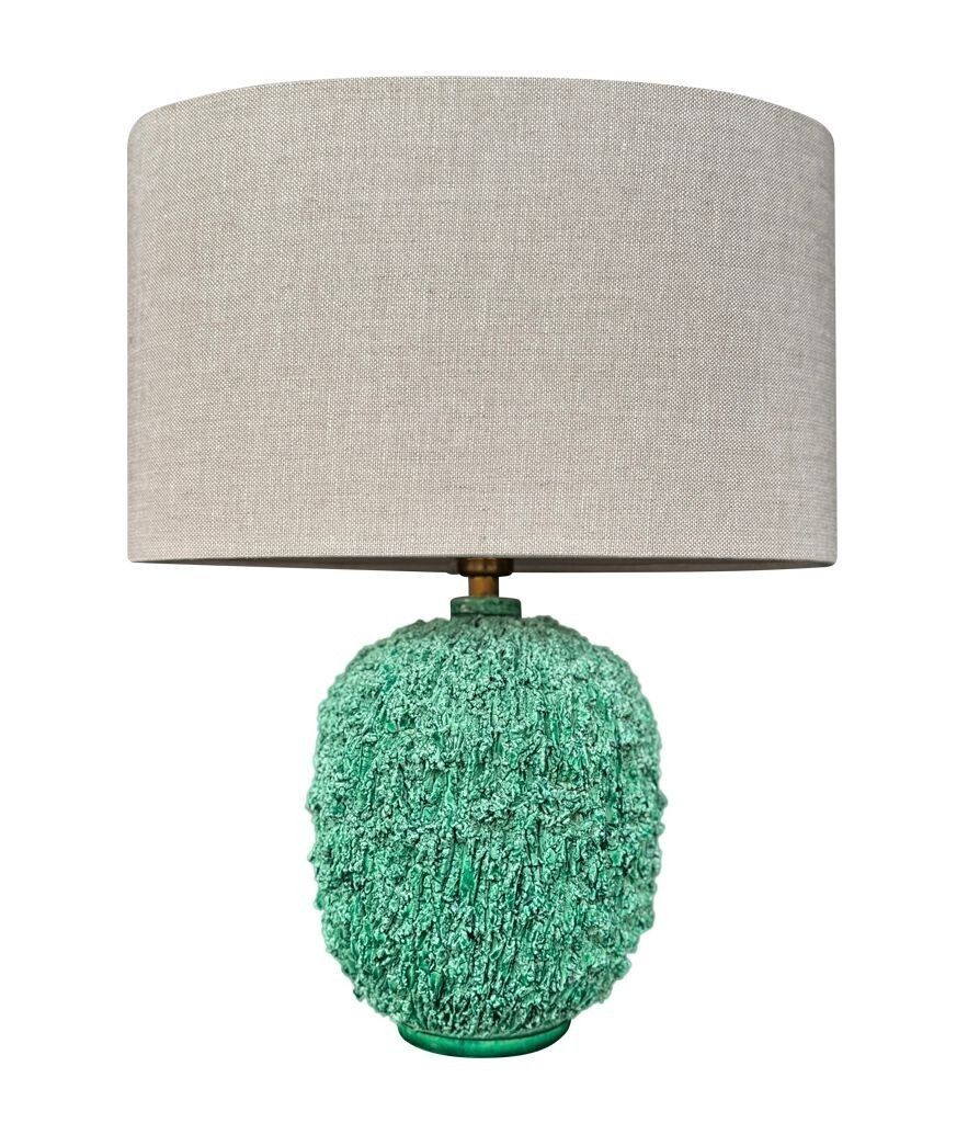 A 1950s Studio Pottery "Hedgehog" Lamp By Gunnar Nylund For Rörstrand In Vibrant Green. photo vintage