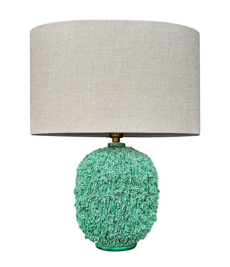 1450.0 A 1950s Studio Pottery "Hedgehog" Lamp By Gunnar Nylund For Rörstrand In Vibrant Green. photo
