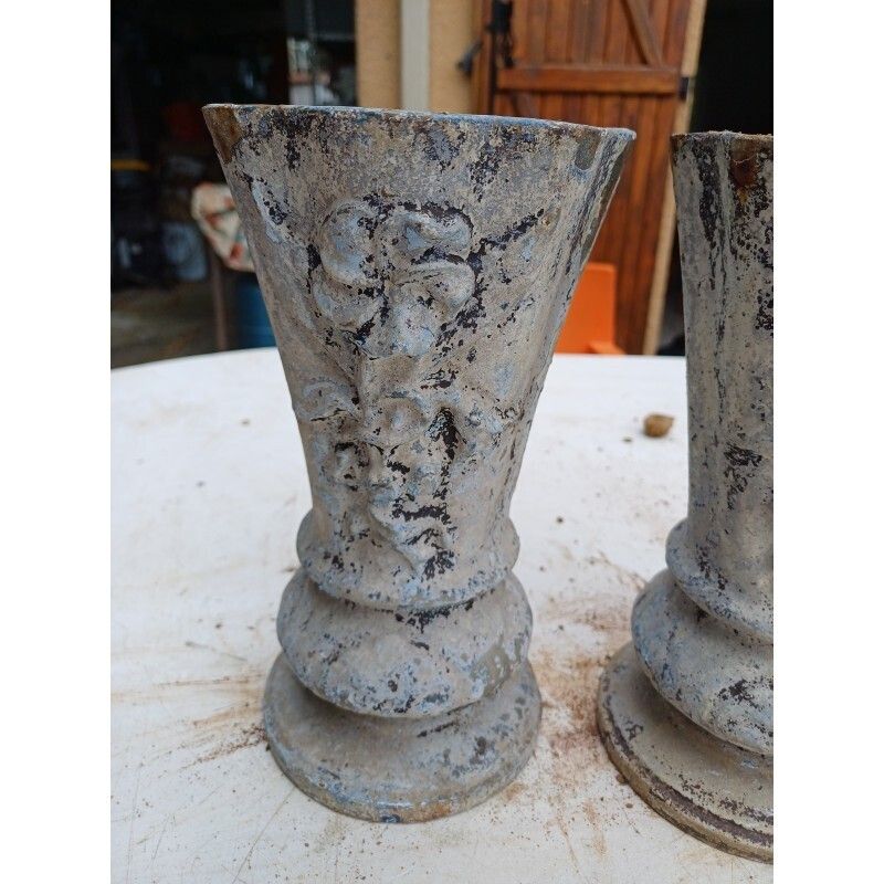 64.0 Pair Of Cast Iron Vases 1900 From Charleville Mézières photo