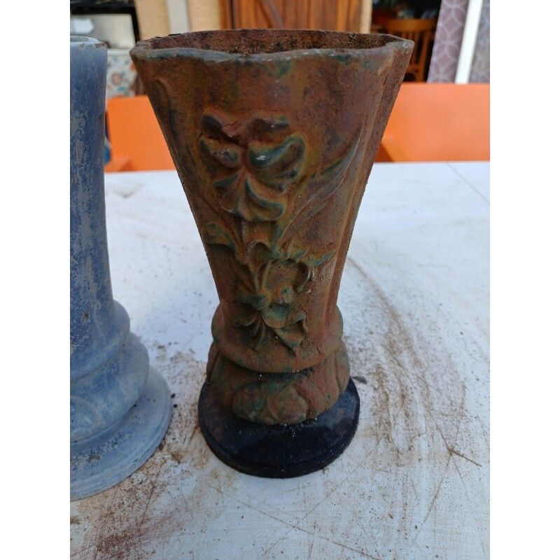 Pair Of Cast Iron Vases 1900 From Charleville Mézières photo for sale