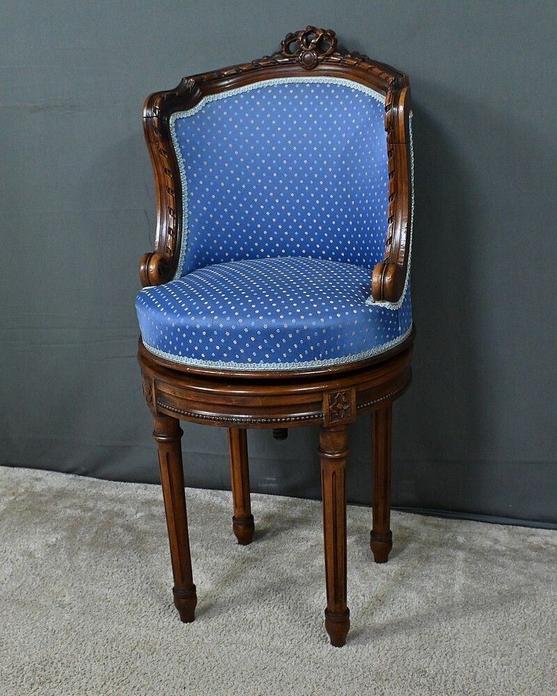 Louis XVI Style Beech Swivel Harpist Chair – Early 20th Century photo for sale
