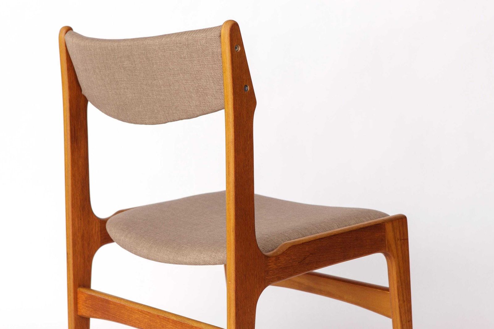 1 Of 4 Vintage Danish Teak Dining Chair – 1960s, Reupholstered In Grey photo vintage
