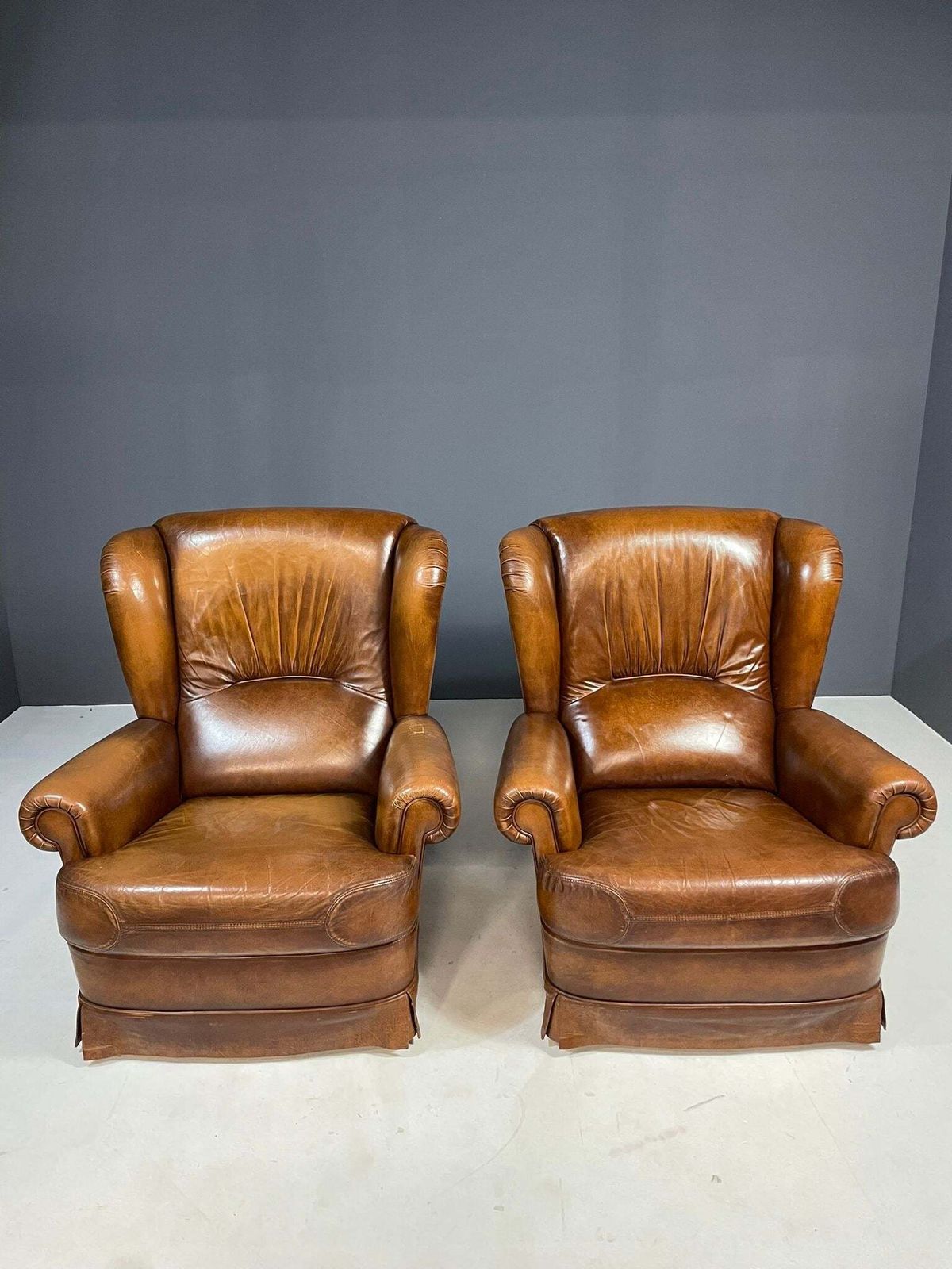 Pair Of Art Deco Leather Club Chairs, Czechoslovakia, 1930s