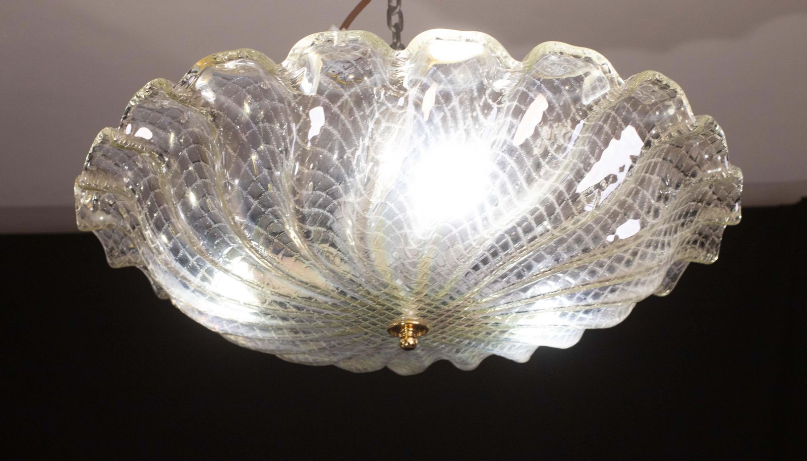 Charming Italian Iridescent Murano Glass Ceiling Fixture, Murano, 1960 photo Lighting