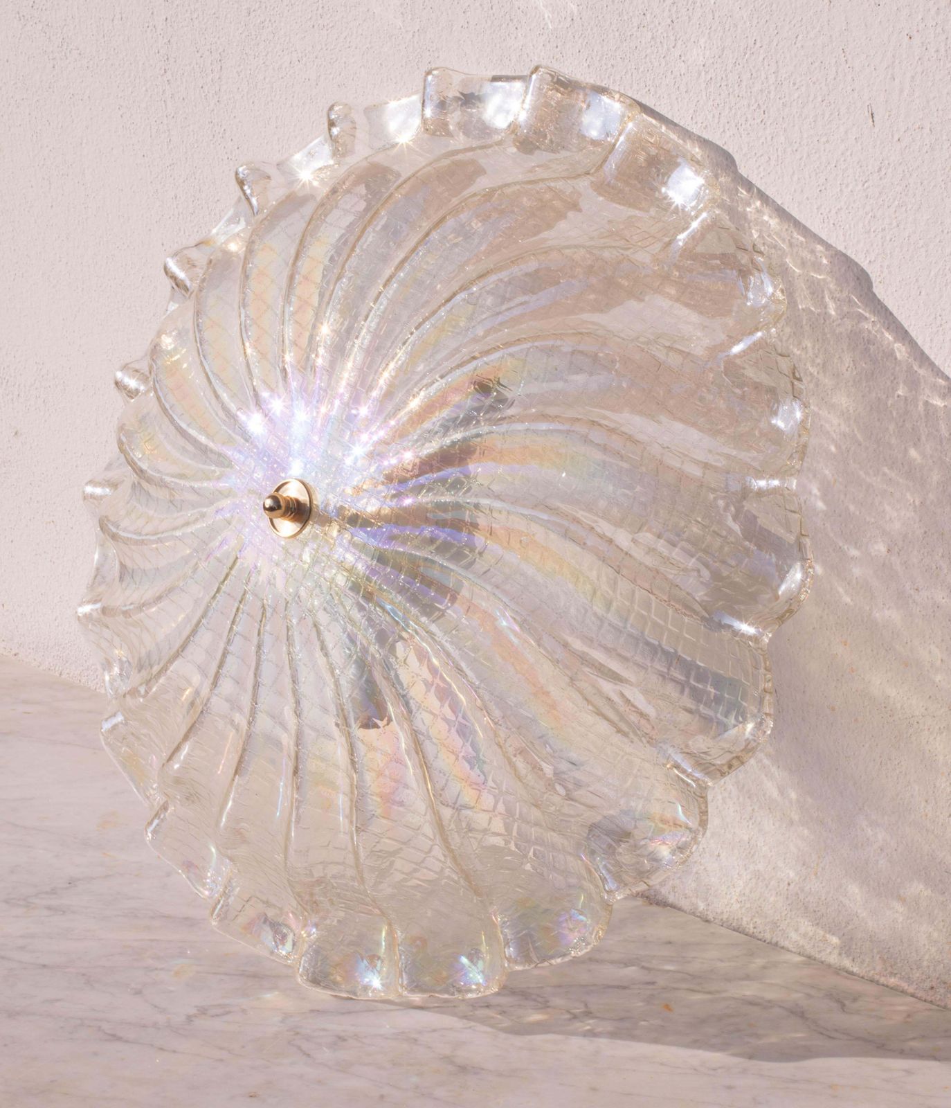 Charming Italian Iridescent Murano Glass Ceiling Fixture, Murano, 1960 photo vinterior