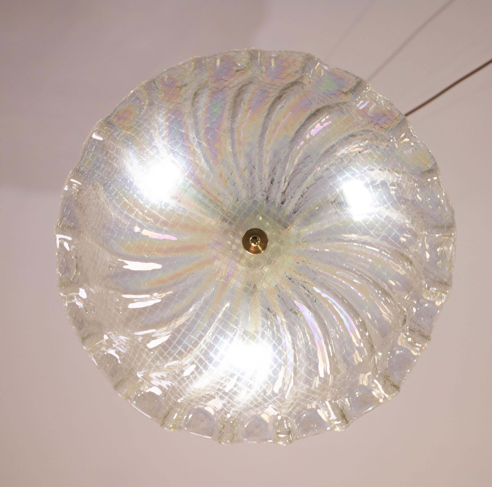 Charming Italian Iridescent Murano Glass Ceiling Fixture, Murano, 1960 photo vintage
