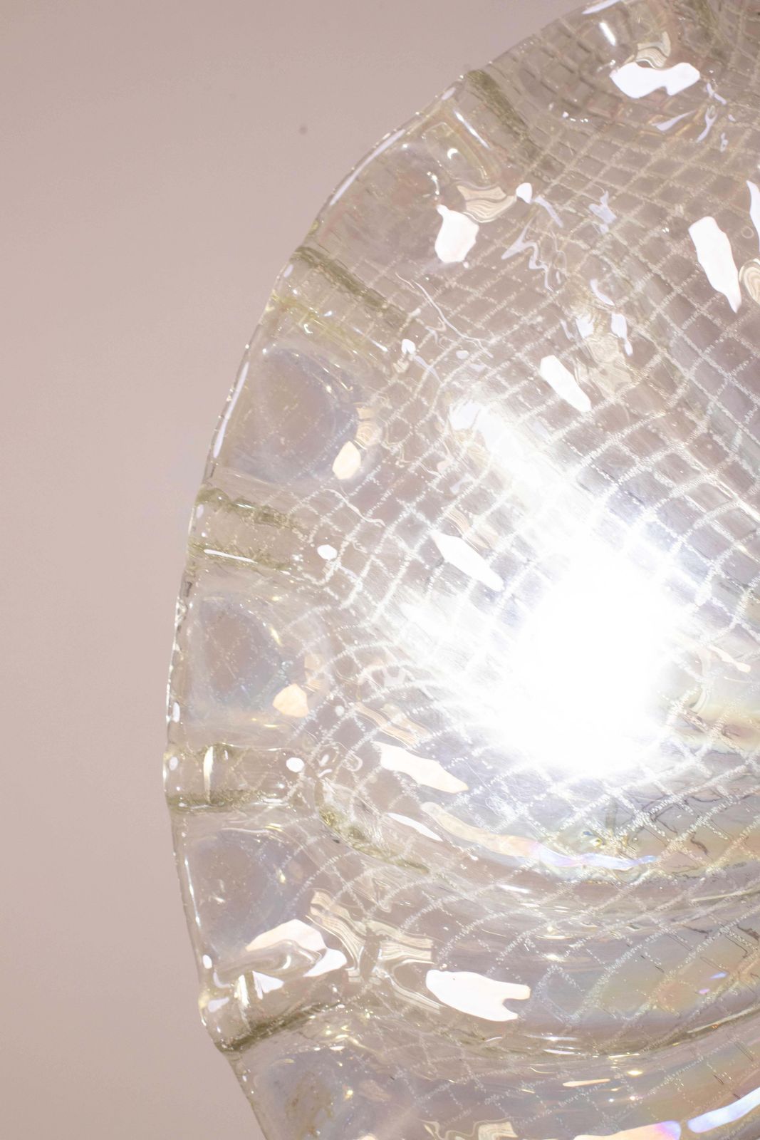Lighting Charming Italian Iridescent Murano Glass Ceiling Fixture, Murano, 1960 photo