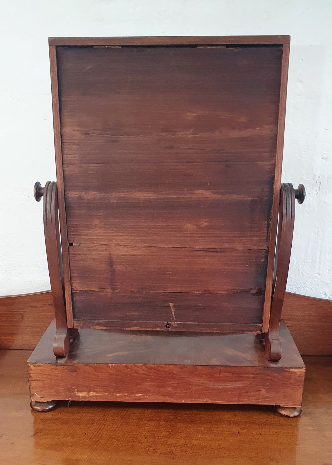 photo for sale Elegant Victorian Mahogany Toilet Mirror With Barrel Drawers
