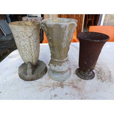 photo buy Lot De 3 Vases En Fonte 1900 De Charleville   Mézières