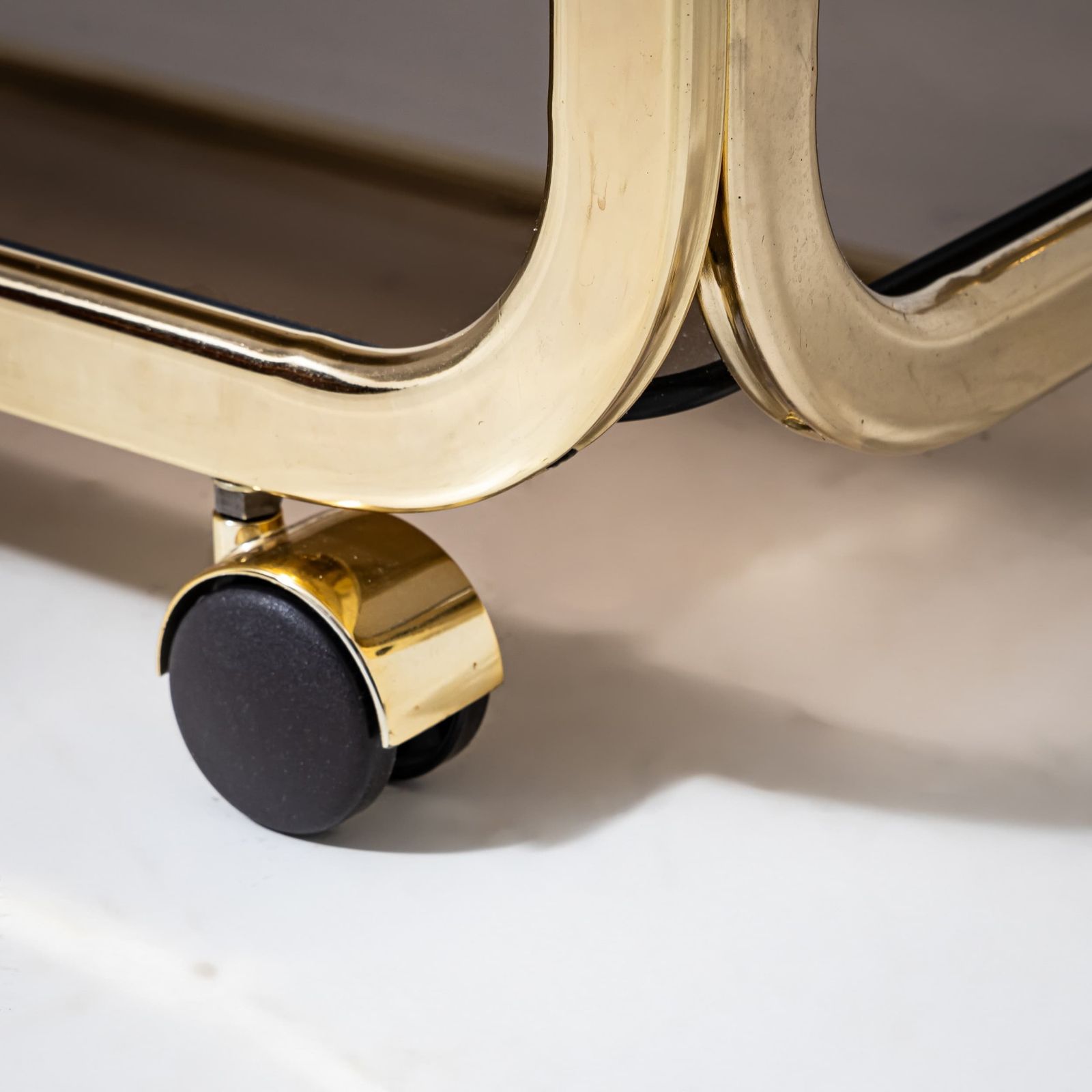 Vintage Brass And Smoked Glass Bar Cart, 1980s photo for sale