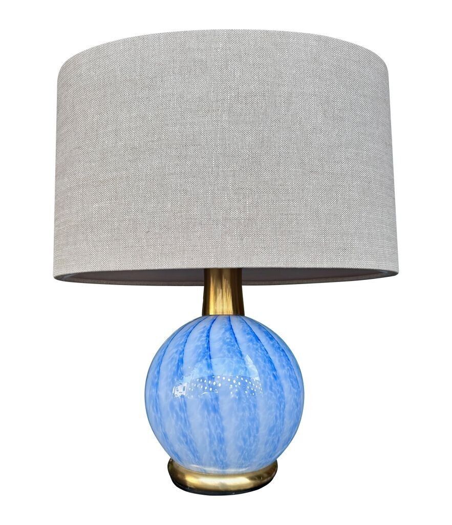 photo vinterior A Lovely Pair Of 1960s Blue Murano Glass And Brass Lamps By La Murrina