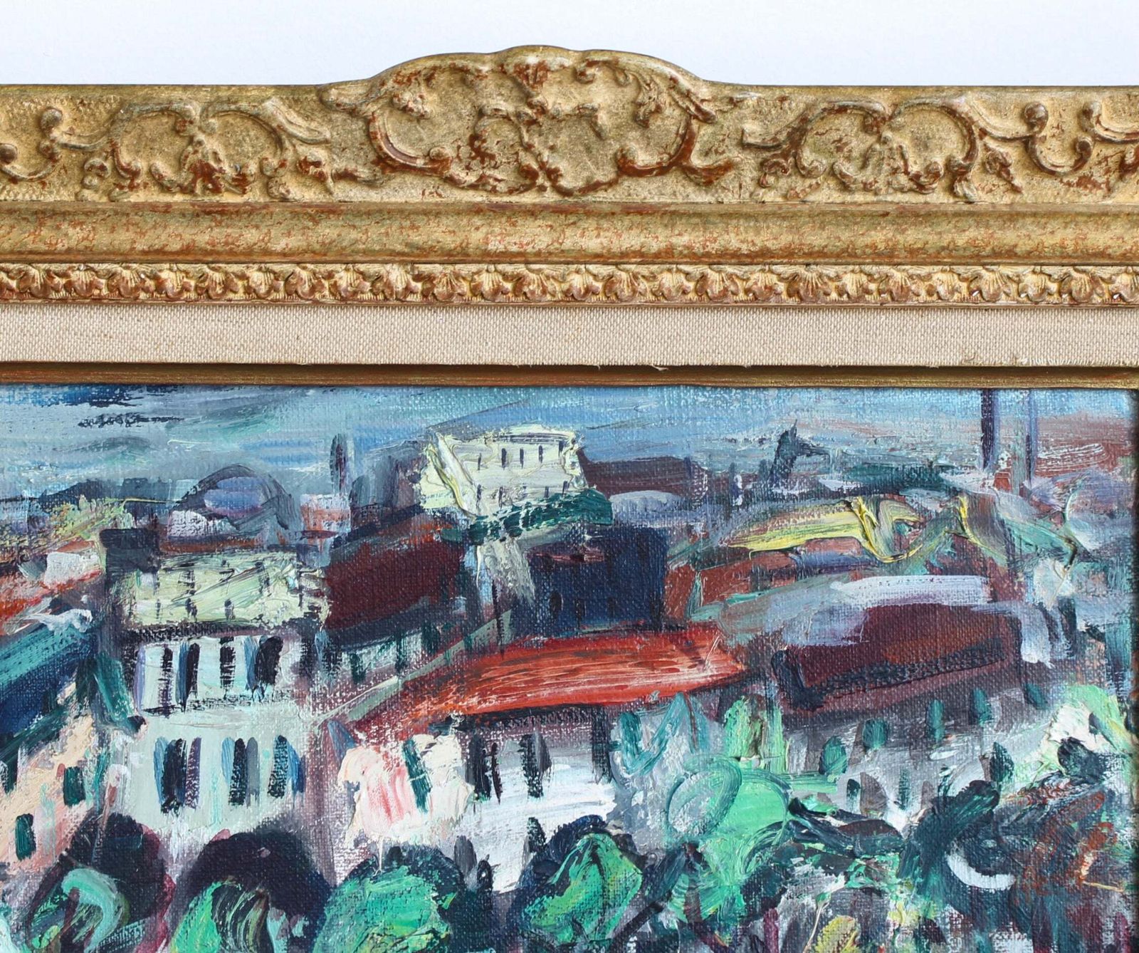 'View Over The City Of Red Roofs' By Guy Le Péqueux (Circa 1960s) photo vintage