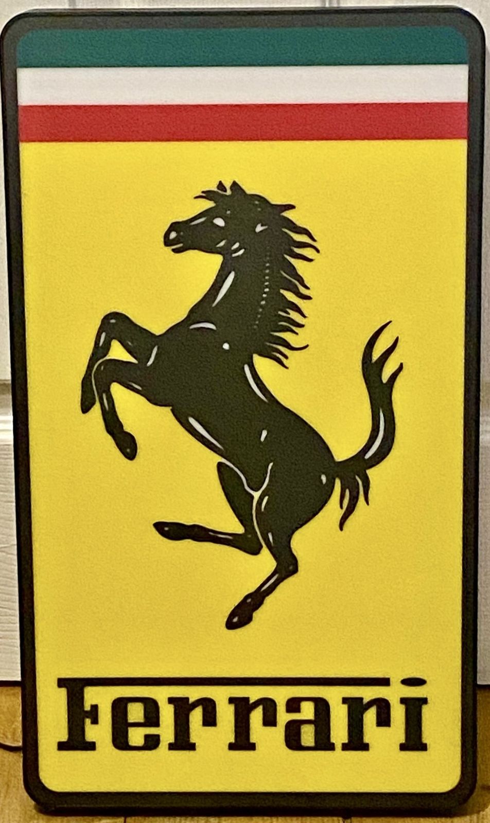 Ferrari Illuminated Light Up Garage Wall Art Automotive Automobile Sign Dealer Showroom Signage 458 Portofino 488 Roma 296 F1 Formula 1 Scuderia Race photo vintage