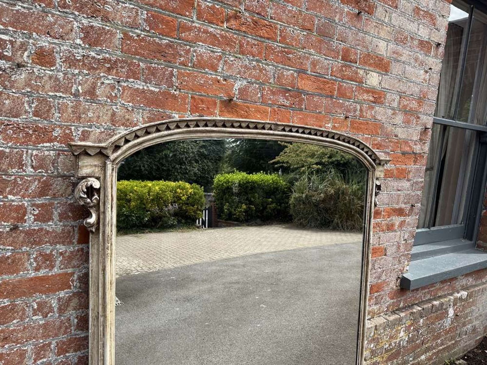A Wonderful Large Antique English 19th C Shaped Top Painted Overmantle Mirror. photo 1750.0