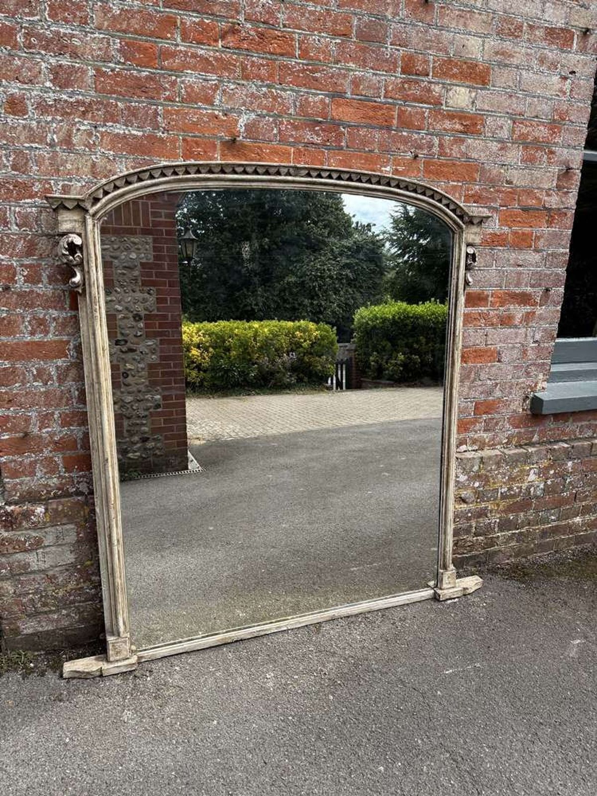 A Wonderful Large Antique English 19th C Shaped Top Painted Overmantle Mirror. photo buy