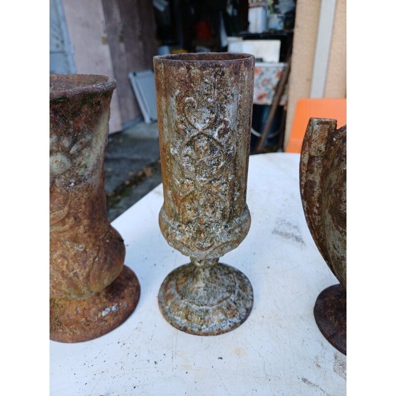 Set Of 3 Cast Iron Vases 1900 From Charleville   Mézières photo for sale