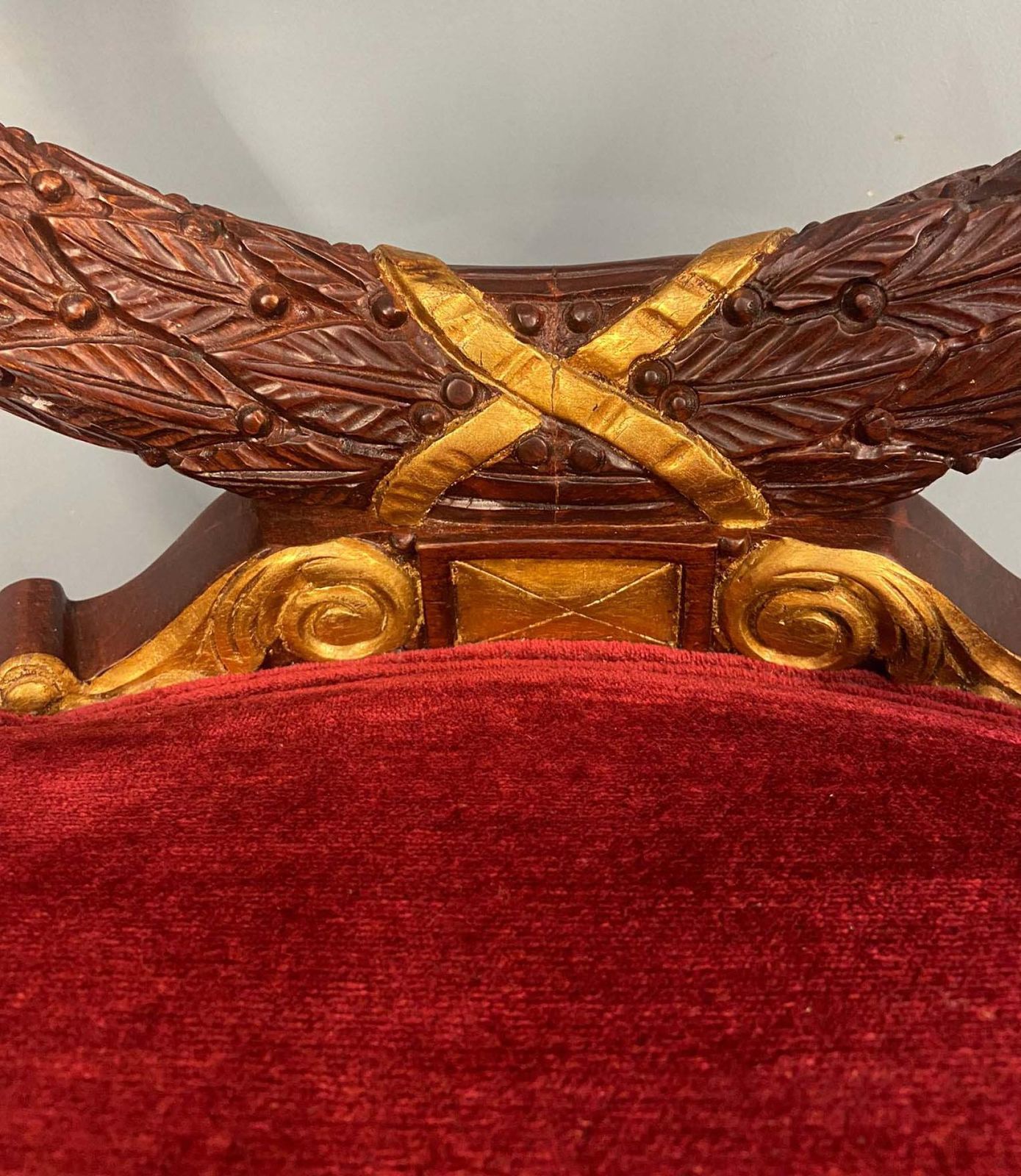 1150.0 Pair Regency Arm Chairs Carved Mahogany Gilt Revival photo
